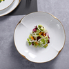 Assiette ronde irrégulière, assiettes à bord doré, ustensiles de cuisine en céramique