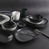 Service de table en grès de forme irrégulière, ensemble d'assiettes brillantes sous émaillées, en porcelaine, de couleur blanc mat