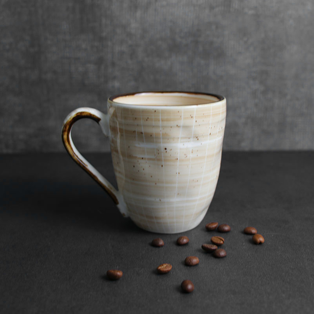 Tasses nordiques en grès beige, tasse à boire 380ml