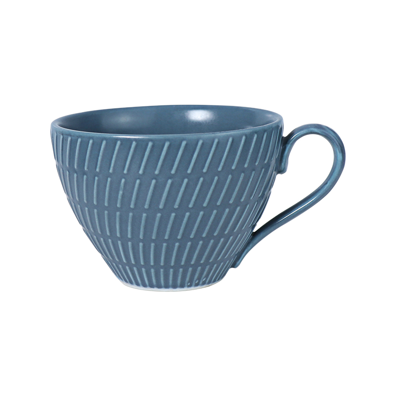Tasses et assiettes à café en porcelaine bleu royal mat