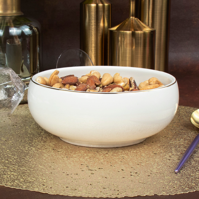Bols à soupe en céramique Deep Bowl avec bord doré
