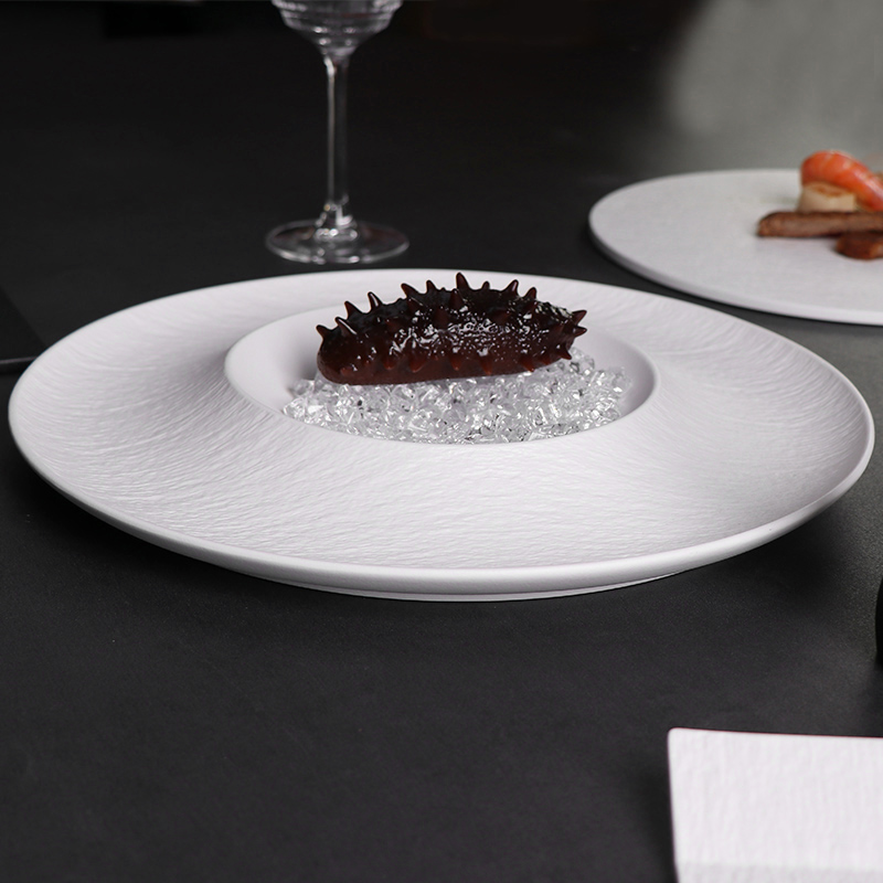 Assiette creuse en céramique blanche mate, assiette à pâtes pour restaurants, assiette à glace en porcelaine pour fruits de mer 