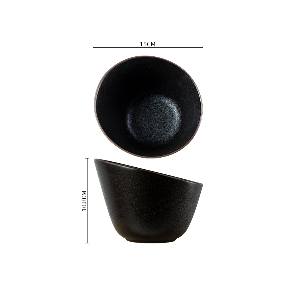 Bol incliné en céramique, assiette à collation en porcelaine noire, plats à frites, bols