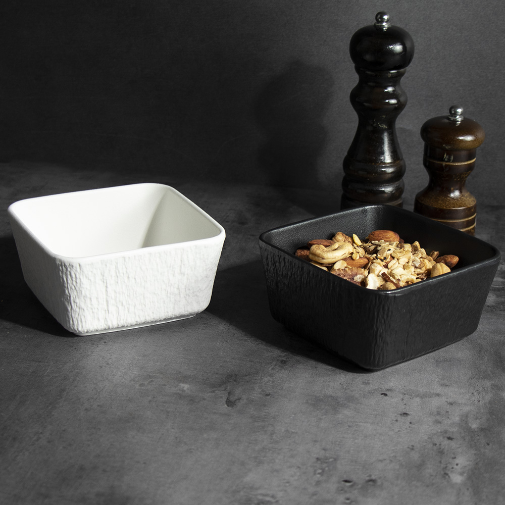 Bols empilables noirs et blancs Bols droits carrés - Porcelaine