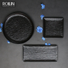 Assiette en porcelaine blanc noir mat pour banquet de buffet d'école de restaurant 