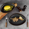 Vaisselle irrégulière en céramique noire, assiette en porcelaine triangulaire, grès