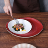 Assiette à Dessert de 12 pouces, assiette de luxe en porcelaine tendre rouge et blanche, assiette Appertizer