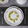 Assiette ronde irrégulière, assiettes à bord doré, ustensiles de cuisine en céramique