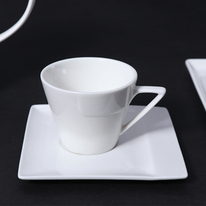 Ensemble de tasses à café en porcelaine blanche, soucoupe à café en céramique de 5 oz