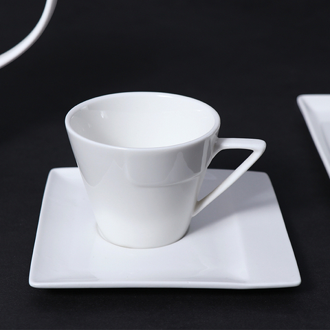Ensemble de tasses à café en porcelaine blanche, soucoupe à café en céramique de 5 oz