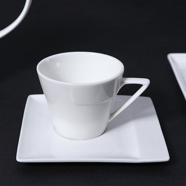 Ensemble de tasses à café en porcelaine blanche, soucoupe à café en céramique de 5 oz