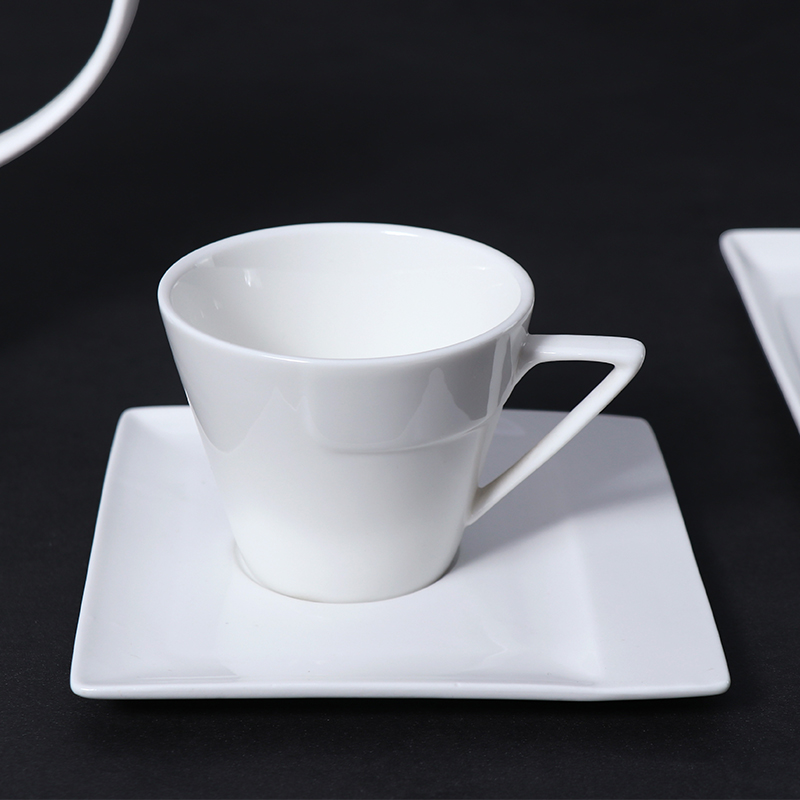 Ensemble de tasses à café en porcelaine blanche, soucoupe à café en céramique de 5 oz