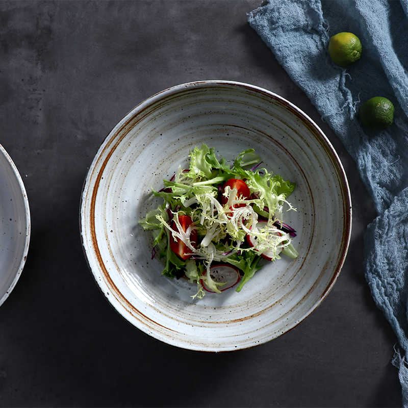 Assiette à salade rustique en céramique pour la vaisselle de restaurant alimentaire