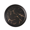 Assiette empilable à bord droit en porcelaine, assiette avec veines de marbre-noir