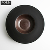 Assiette à pâtes pour restaurant italien Michelin, noir mat