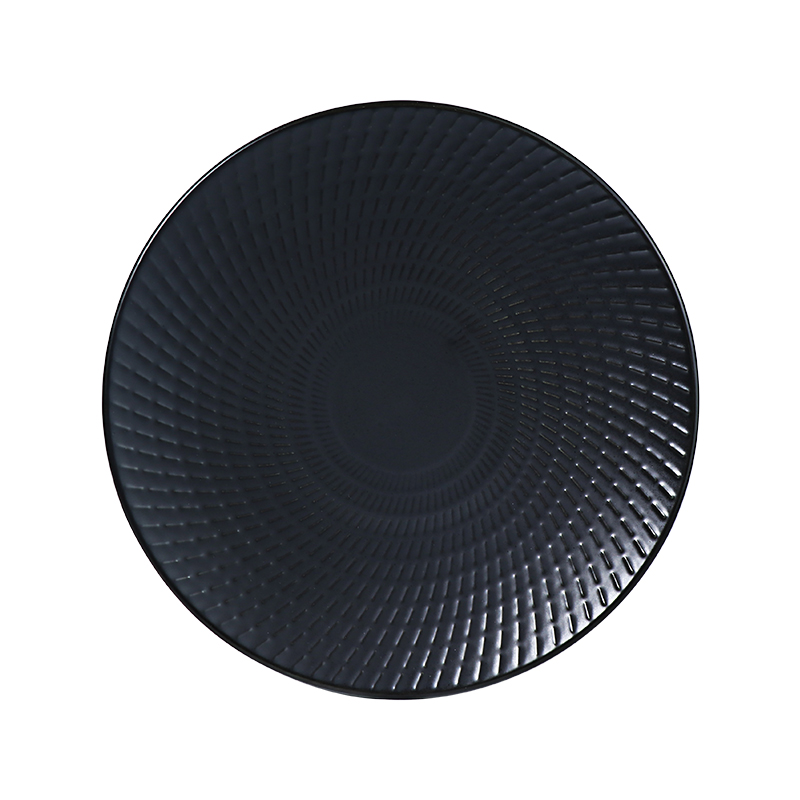 Plat en céramique émaillée noire brillante