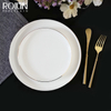 Assiette à dîner en céramique avec peinture dorée, vaisselle d'hôtel, vaisselle en porcelaine, décalcomanie dorée
