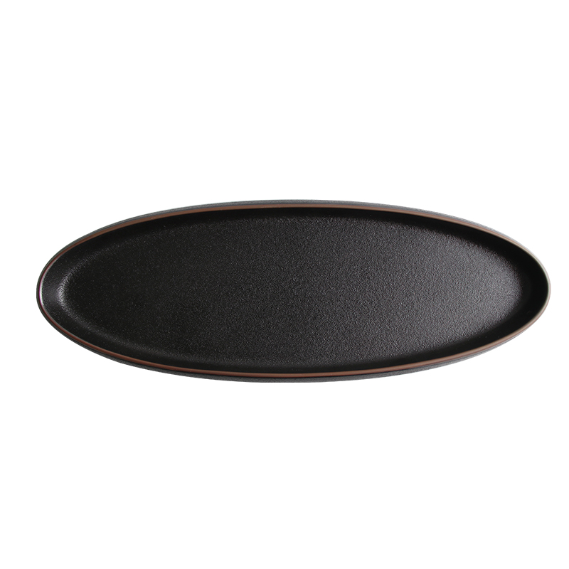Assiette ovale durable en céramique, assiettes ovales en céramique sûres pour micro-ondes, vaisselle de restaurant d'hôtel, vente en gros