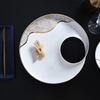 Assiettes à dîner à bord doré, ensemble d'assiettes en porcelaine tendre pour salle de bal somptueuse