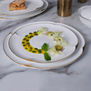 Assiette ronde irrégulière, assiettes à bord doré, ustensiles de cuisine en céramique