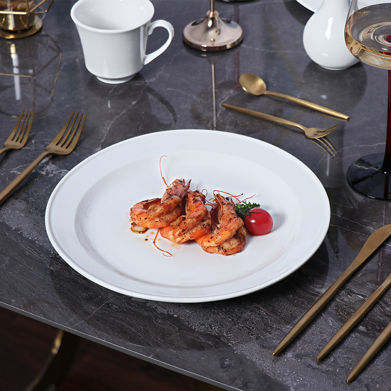 Fournisseur d'hôtel assiette à soupe Chaozhou usine de céramique assiettes en céramique blanche ronde assiette à soupe en porcelaine blanche pour Restaurant