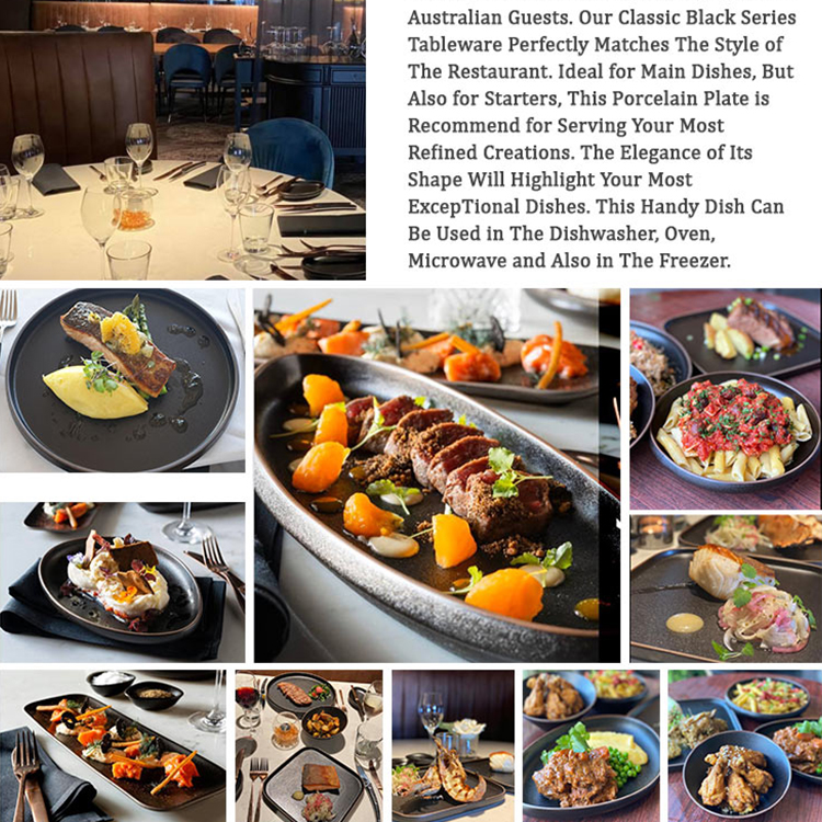 Bols en grès Plats à salade irréguliers noirs pour restaurant