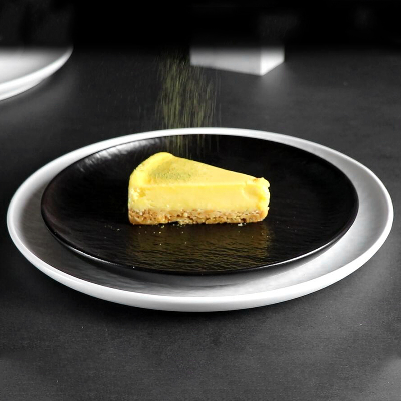 Assiette ronde en porcelaine noire mate pour restaurant, 8 pouces, 10 pouces