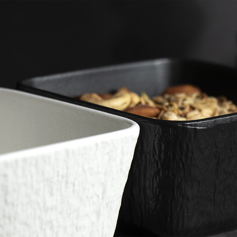 Bols empilables noirs et blancs Bols droits carrés - Porcelaine