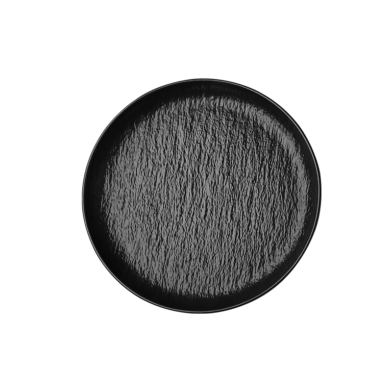 Assiette ronde en céramique noire, assiette en porcelaine mate - 10 pouces