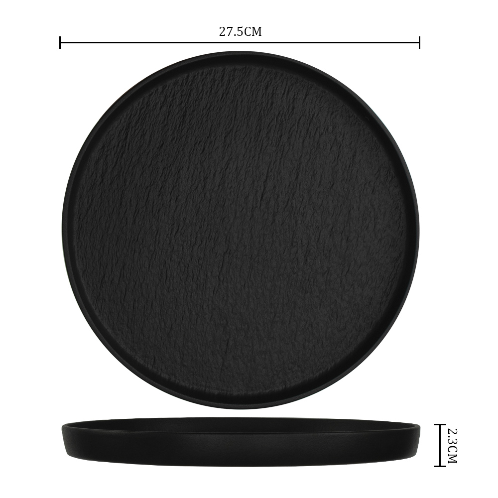 Matériel noir mat de porcelaine d'assiette de restaurant, vaisselle sûre de lave-vaisselle micro-onde