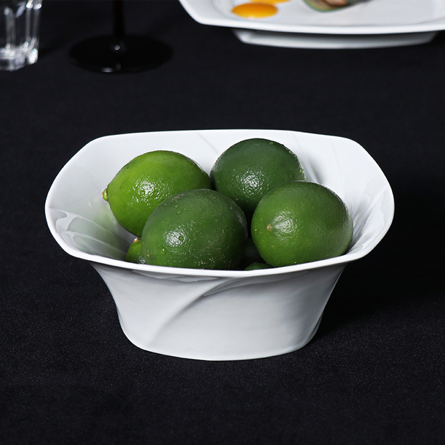 Bol carré en porcelaine blanche, bols en céramique de forme irrégulière