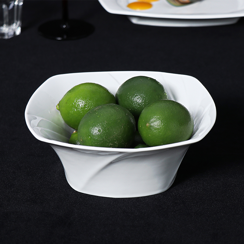 Bol carré en porcelaine blanche, bols en céramique de forme irrégulière