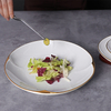 Assiette ronde irrégulière, assiettes à bord doré, ustensiles de cuisine en céramique
