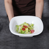 Assiette creuse en porcelaine de verre blanc, bol à soupe carré, assiettes en céramique de verre