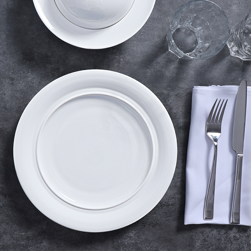 Assiette à Steak en porcelaine blanche de 12 pouces, assiette principale en céramique pour Restaurants, hôtels, cafés