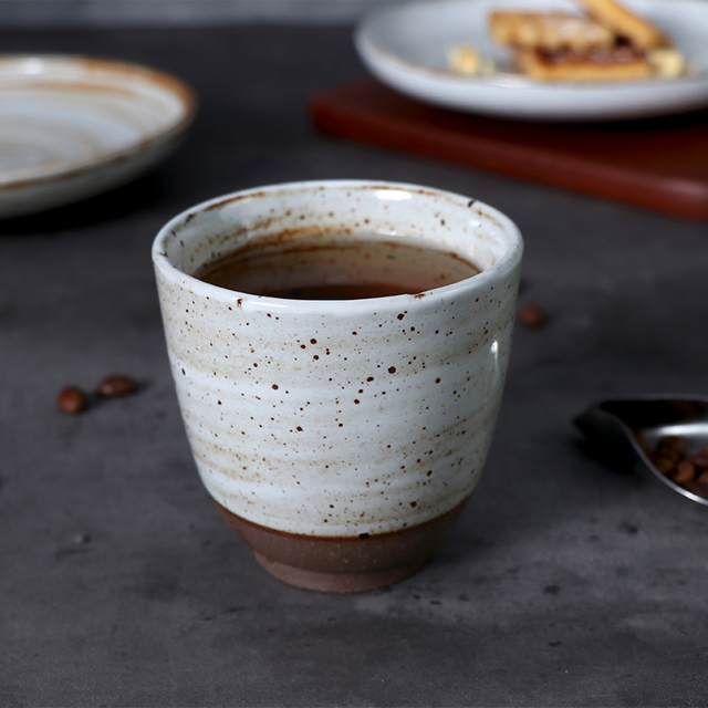 Tasses à thé en céramique, tasse chinoise rustique, tasse droite en porcelaine