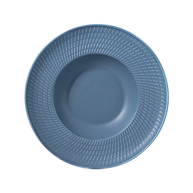 Assiette creuse ronde en porcelaine - Bleu royal