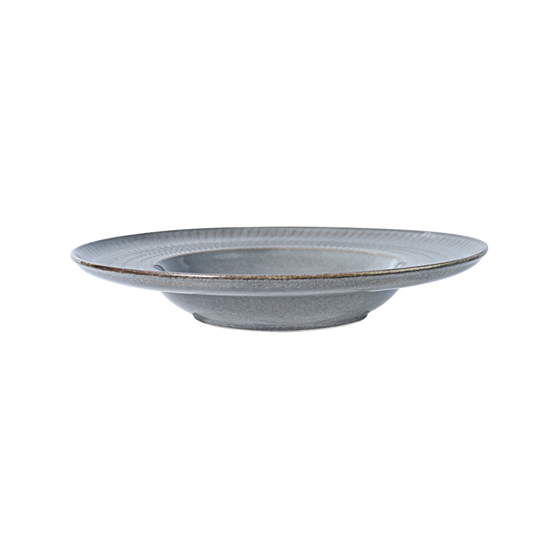 Assiette creuse en céramique de 28 cm, assiette à pâtes en grès Vintage