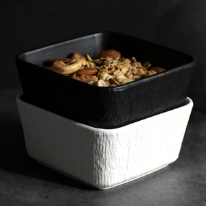 Bols empilables noirs et blancs Bols droits carrés - Porcelaine