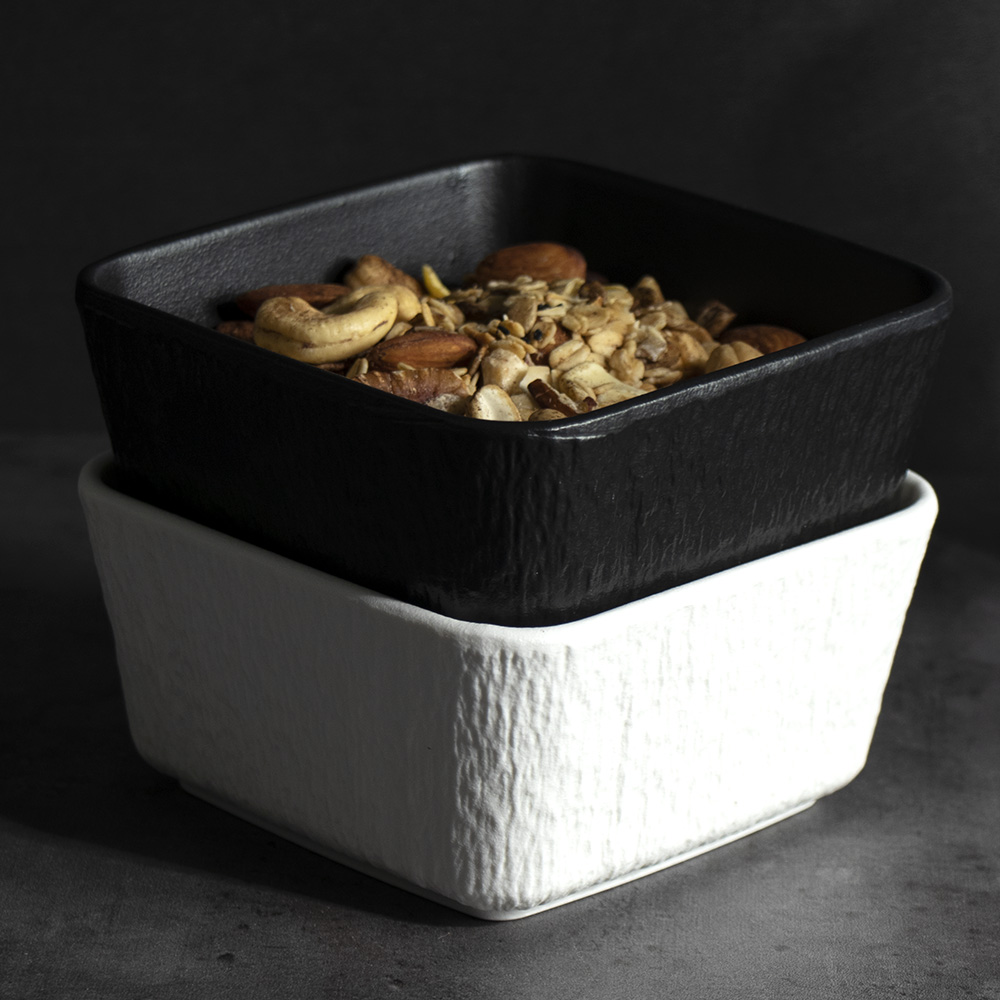 Bols empilables noirs et blancs Bols droits carrés - Porcelaine