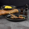 Vaisselle irrégulière en céramique noire, assiette en porcelaine triangulaire, grès