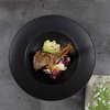 Assiette creuse en céramique noire, assiette à pâtes profondes, vaisselle pour Restaurant