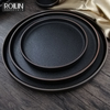 Fournitures de Restaurant, assiette noire, assiettes rondes en cercle mat, assiette à Steak en ardoise