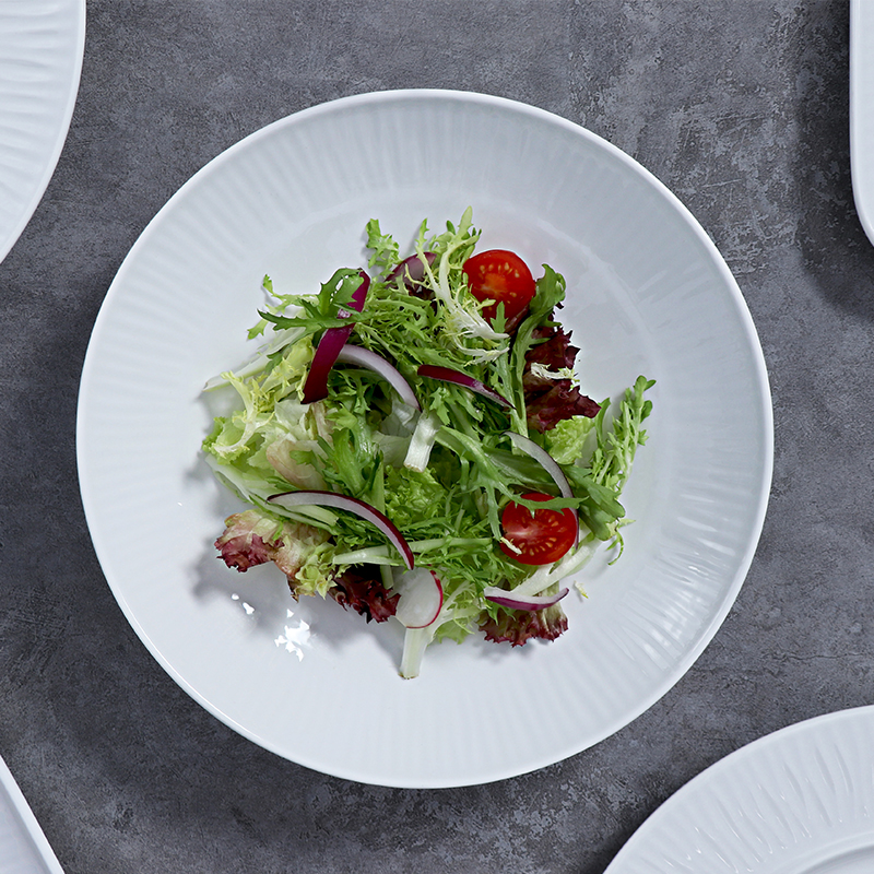 Bol à nouilles et salade de 35oz, bols en grès blanc, vaisselle en porcelaine de 1L, assiette alimentaire écologique, plats de Restaurant