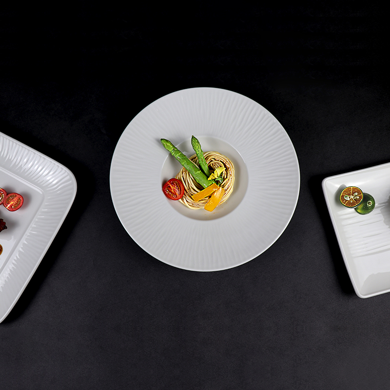 Assiette à pâtes en porcelaine blanche de 11,25 pouces, assiette creuse, vaisselle de restaurant