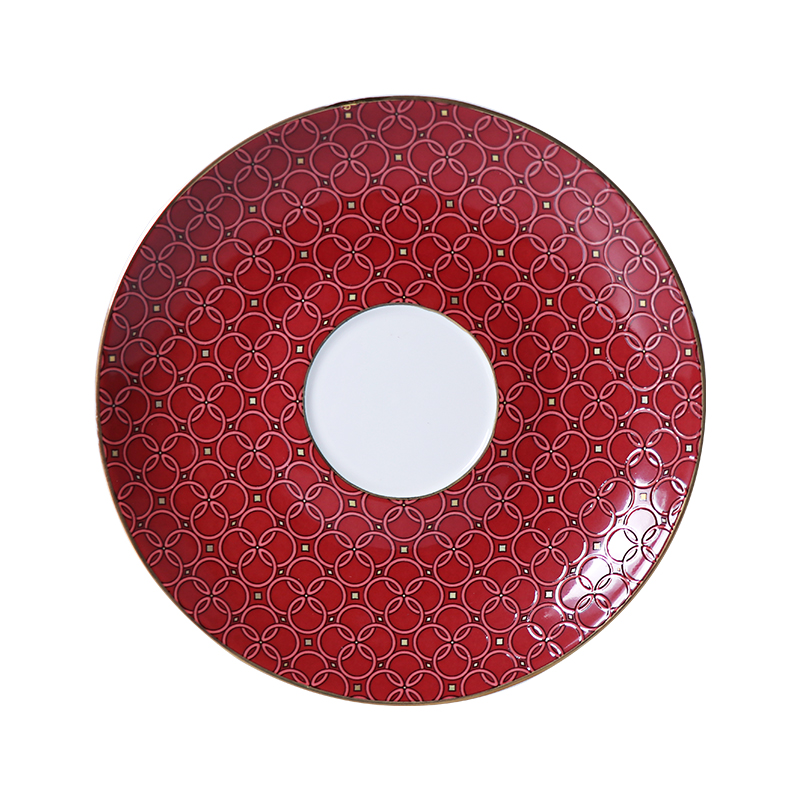 Ensemble de tasses en porcelaine tendre, tasse à thé et soucoupe en porcelaine fine de couleur rouge