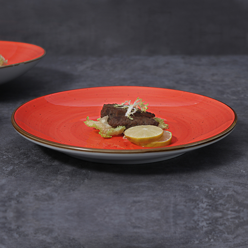 Assiette ronde en porcelaine pour restaurant, assiette coupée de 12 pouces