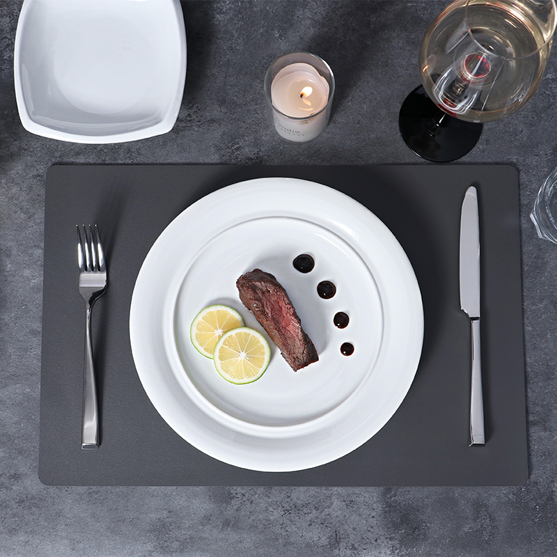 Assiette à Steak en porcelaine blanche de 12 pouces, assiette principale en céramique pour Restaurants, hôtels, cafés