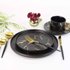 Assiette de vaisselle en vrac bon marché en marbre noir doré de forme ronde de vaisselle de chine, assiettes à dîner pour Restaurant, assiette à dîner de 10 pouces