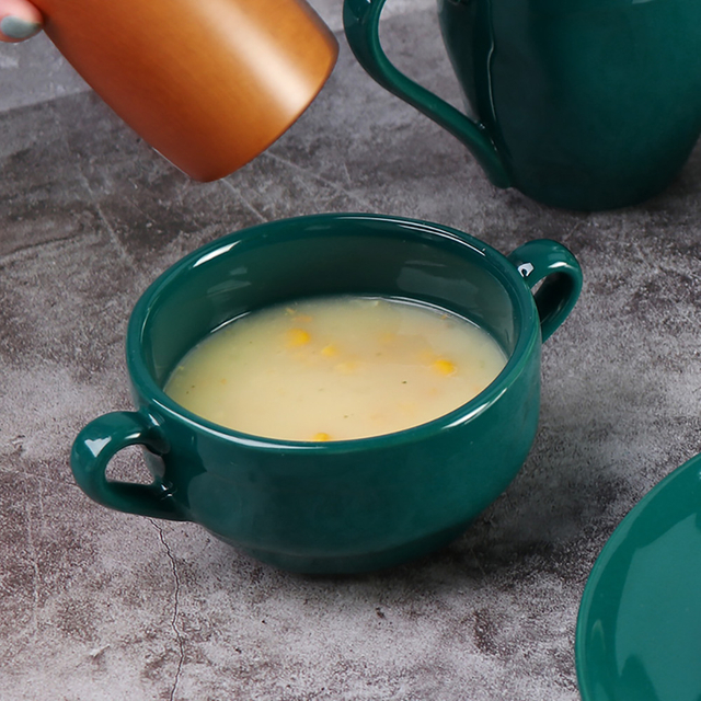 Bol à soupe de maïs en céramique-vert